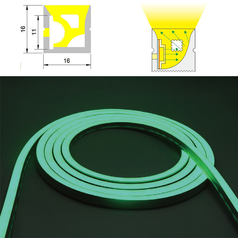 Size 16X16 mm 120° Side Emitting - DIY LED Neon Light IP67 Waterproof Silicone Flexible Tube For Width 10mm LED Strips